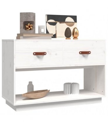 vidaXL TV Cabinet White 90x40x60 cm Solid Wood Pine