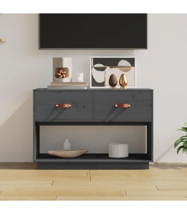 vidaXL TV Cabinet Grey 90x40x60 cm Solid Wood Pine