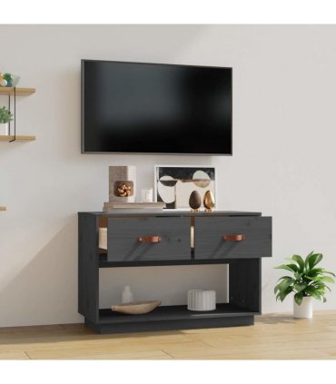 vidaXL TV Cabinet Grey 90x40x60 cm Solid Wood Pine
