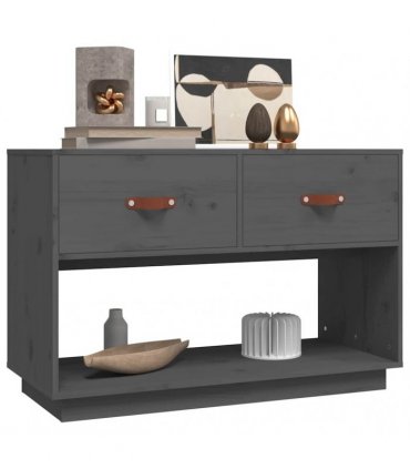 vidaXL TV Cabinet Grey 90x40x60 cm Solid Wood Pine