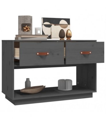 vidaXL TV Cabinet Grey 90x40x60 cm Solid Wood Pine