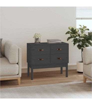 vidaXL Console Cabinet Grey 90x40x78 cm Solid Wood Pine