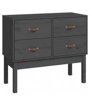vidaXL Console Cabinet Grey 90x40x78 cm Solid Wood Pine