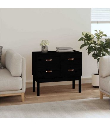 vidaXL Console Cabinet Black 90x40x78 cm Solid Wood Pine