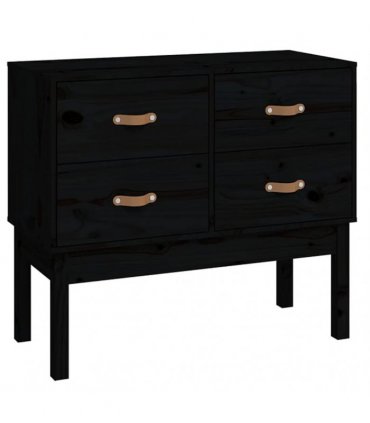 vidaXL Console Cabinet Black 90x40x78 cm Solid Wood Pine