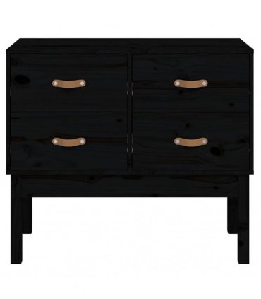 vidaXL Console Cabinet Black 90x40x78 cm Solid Wood Pine