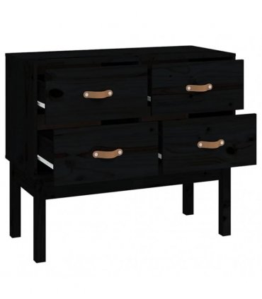 vidaXL Console Cabinet Black 90x40x78 cm Solid Wood Pine