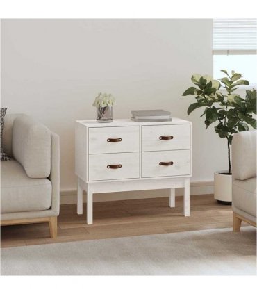 vidaXL Console Cabinet White 90x40x78 cm Solid Wood Pine