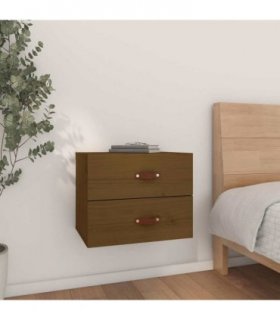 vidaXL Wall-mounted Bedside Cabinet Honey Brown 50x36x40 cm