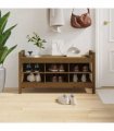 vidaXL Hall Bench Honey Brown 110x40x60 cm Solid Wood Pine — Size: 110 x 40 x 60 cm