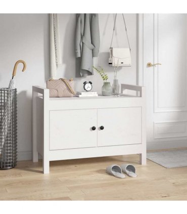 vidaXL Hall Bench White 80x40x60 cm Solid Wood Pine — Size: 80 x 40 x 60 cm