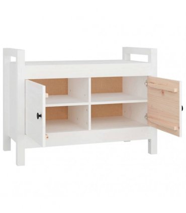 vidaXL Hall Bench White 80x40x60 cm Solid Wood Pine — Size: 80 x 40 x 60 cm