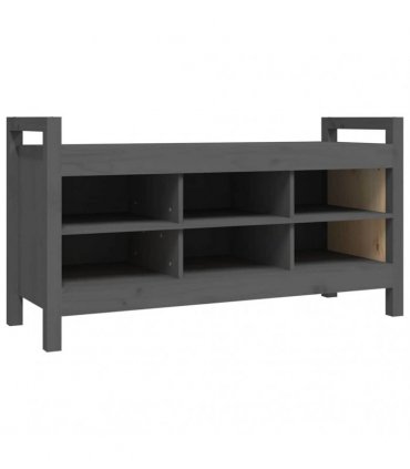 vidaXL Hall Bench Grey 110x40x60 cm Solid Wood Pine — Size: 110 x 40 x 60 cm