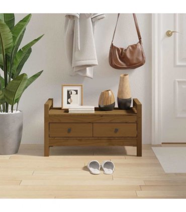 vidaXL Hall Bench Honey Brown 80x40x43 cm Solid Wood Pine — Size: 80 x 40 x 43 cm