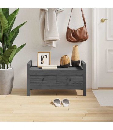 vidaXL Hall Bench Grey 80x40x43 cm Solid Wood Pine — Size: 80 x 40 x 43 cm