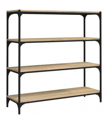 vidaXL Book Cabinet Sonoma Oak 100x33x100 cm Engineered Wood and Steel
