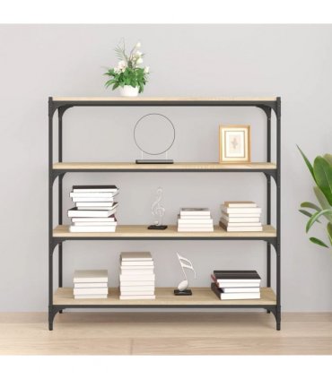 vidaXL Book Cabinet Sonoma Oak 100x33x100 cm Engineered Wood and Steel
