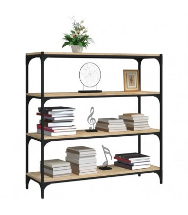 vidaXL Book Cabinet Sonoma Oak 100x33x100 cm Engineered Wood and Steel