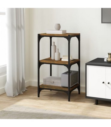 vidaXL Book Cabinet Smoked Oak 40x33x70.5 cm Engineered Wood and Steel