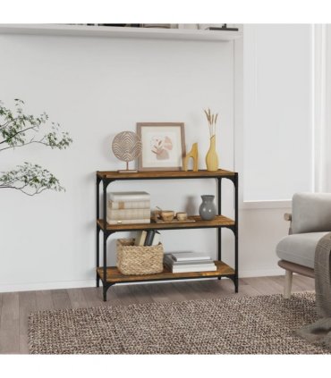 vidaXL Book Cabinet Smoked Oak 80x33x70.5 cm Engineered Wood and Steel