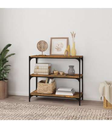 vidaXL Book Cabinet Smoked Oak 80x33x70.5 cm Engineered Wood and Steel