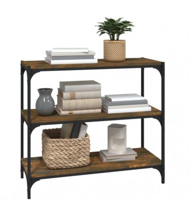 vidaXL Book Cabinet Smoked Oak 80x33x70.5 cm Engineered Wood and Steel