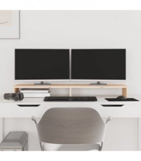 vidaXL Monitor Stand 100x27x10 cm Solid Wood Pine — Colour: natural, Size: 100 x 27 x 10 cm