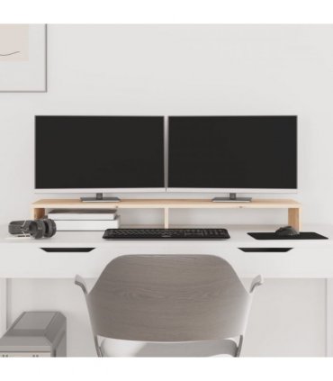 vidaXL Monitor Stand 100x27x10 cm Solid Wood Pine — Colour: natural, Size: 100 x 27 x 10 cm