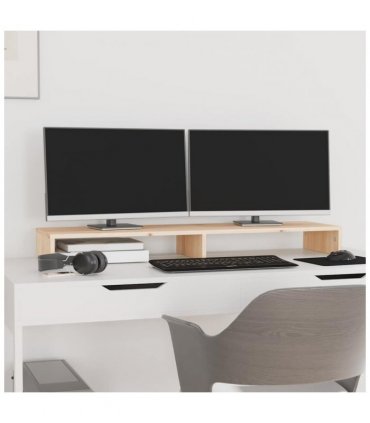 vidaXL Monitor Stand 100x27x10 cm Solid Wood Pine — Colour: natural, Size: 100 x 27 x 10 cm