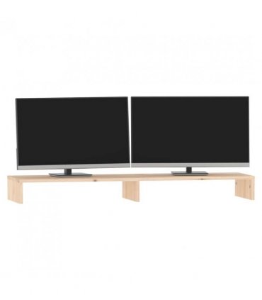 vidaXL Monitor Stand 100x27x10 cm Solid Wood Pine — Colour: natural, Size: 100 x 27 x 10 cm