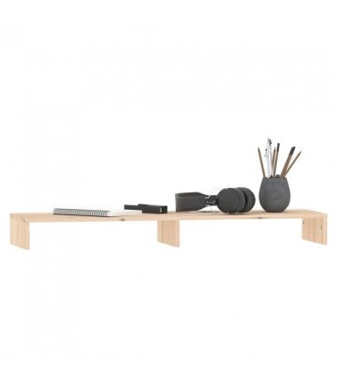 vidaXL Monitor Stand 100x27x10 cm Solid Wood Pine — Colour: natural, Size: 100 x 27 x 10 cm