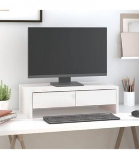 vidaXL Monitor Stand White 50x27x15 cm Solid Wood Pine — Size: 50 x 27 x 15 cm
