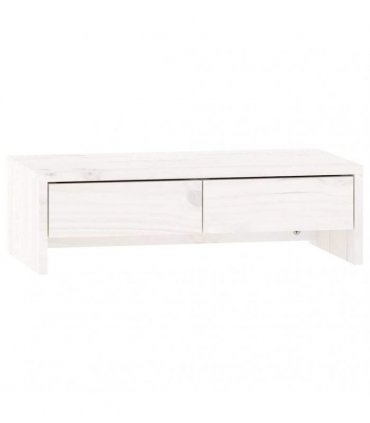 vidaXL Monitor Stand White 50x27x15 cm Solid Wood Pine — Size: 50 x 27 x 15 cm