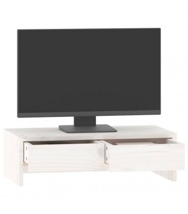 vidaXL Monitor Stand White 50x27x15 cm Solid Wood Pine — Size: 50 x 27 x 15 cm