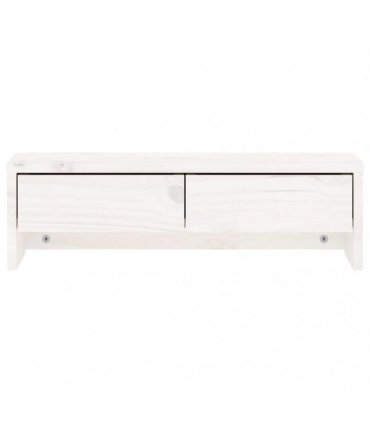 vidaXL Monitor Stand White 50x27x15 cm Solid Wood Pine — Size: 50 x 27 x 15 cm