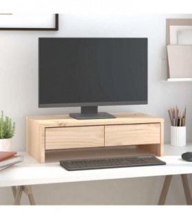 vidaXL Monitor Stand 50x27x15 cm Solid Wood Pine — Colour: natural, Size: 50 x 27 x 15 cm