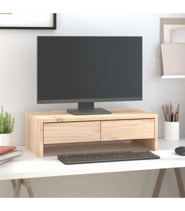 vidaXL Monitor Stand 50x27x15 cm Solid Wood Pine — Colour: natural, Size: 50 x 27 x 15 cm