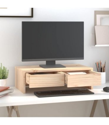 vidaXL Monitor Stand 50x27x15 cm Solid Wood Pine — Colour: natural, Size: 50 x 27 x 15 cm