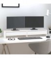 vidaXL Monitor Stand White 100x27x15 cm Solid Wood Pine — Size: 100 x 27 x 15 cm