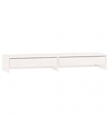 vidaXL Monitor Stand White 100x27x15 cm Solid Wood Pine — Size: 100 x 27 x 15 cm