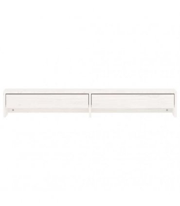 vidaXL Monitor Stand White 100x27x15 cm Solid Wood Pine — Size: 100 x 27 x 15 cm