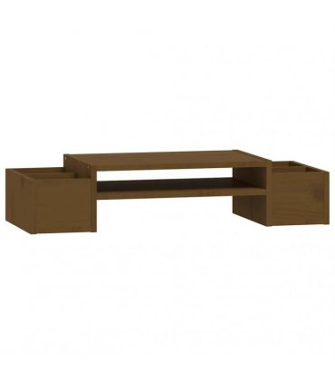 vidaXL Monitor Stand Honey Brown 70x27.5x15 cm Solid Wood Pine — Size: 70 x 27.5 x 15 cm