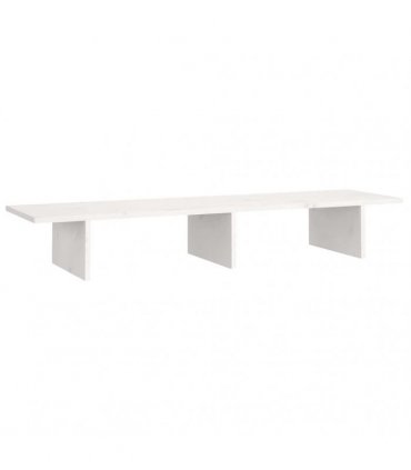 vidaXL Monitor Stand White 100x27x15 cm Solid Wood Pine — Size: 100 x 27 x 15 cm — V0672036110