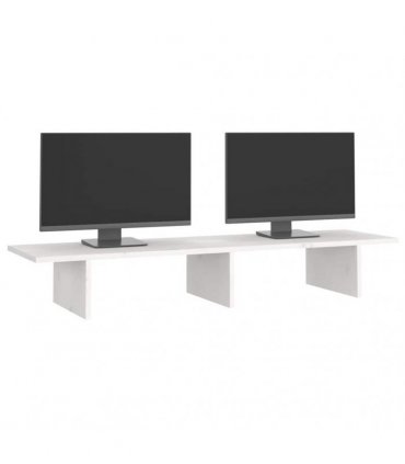 vidaXL Monitor Stand White 100x27x15 cm Solid Wood Pine — Size: 100 x 27 x 15 cm — V0672036110