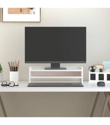 vidaXL Monitor Stand White 50x24x16 cm Solid Wood Pine — Size: 50 x 24 x 16 cm
