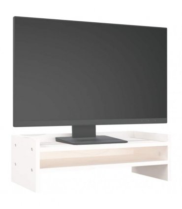 vidaXL Monitor Stand White 50x24x16 cm Solid Wood Pine — Size: 50 x 24 x 16 cm