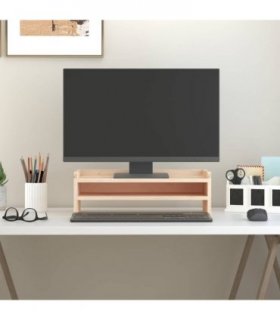 vidaXL Monitor Stand 50x24x16 cm Solid Wood Pine — Colour: natural, Size: 50 x 24 x 16 cm