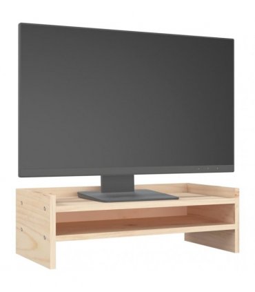 vidaXL Monitor Stand 50x24x16 cm Solid Wood Pine — Colour: natural, Size: 50 x 24 x 16 cm