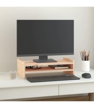 vidaXL Monitor Stand 50x27x15 cm Solid Wood Pine — Colour: natural, Size: 50 x 27 x 15 cm — V0672036129