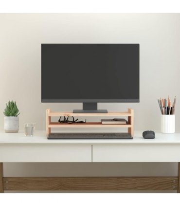 vidaXL Monitor Stand 50x27x15 cm Solid Wood Pine — Colour: natural, Size: 50 x 27 x 15 cm — V0672036129